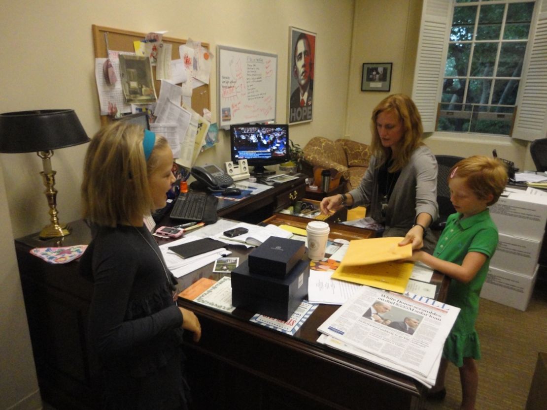 Louisa's children visit her in East Wing office in 2011 during the Obama Administration.