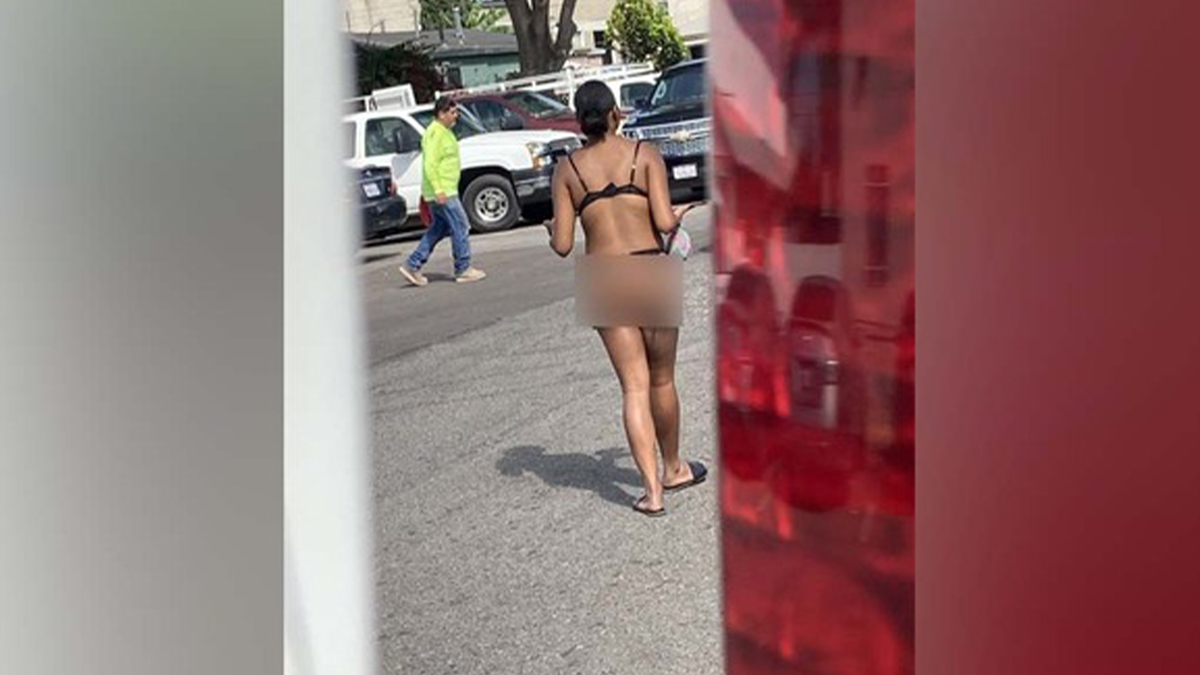 Nearly-naked woman in San Diego