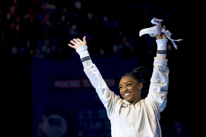 Simone Biles introduced at GYMNASTICS-USA-OLY-2024