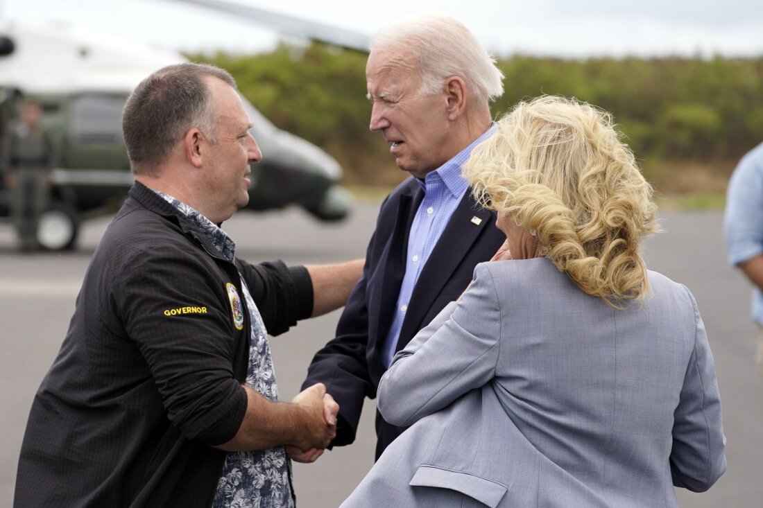 President Joe Biden and first lady Jill Biden met Hawaii Gov. Josh Green in August 2023 after devastating wildfires struck Maui Green was one of the Democratic governors who met with Biden to talk about the presidential campaign. (AP Photo/Evan Vucci)