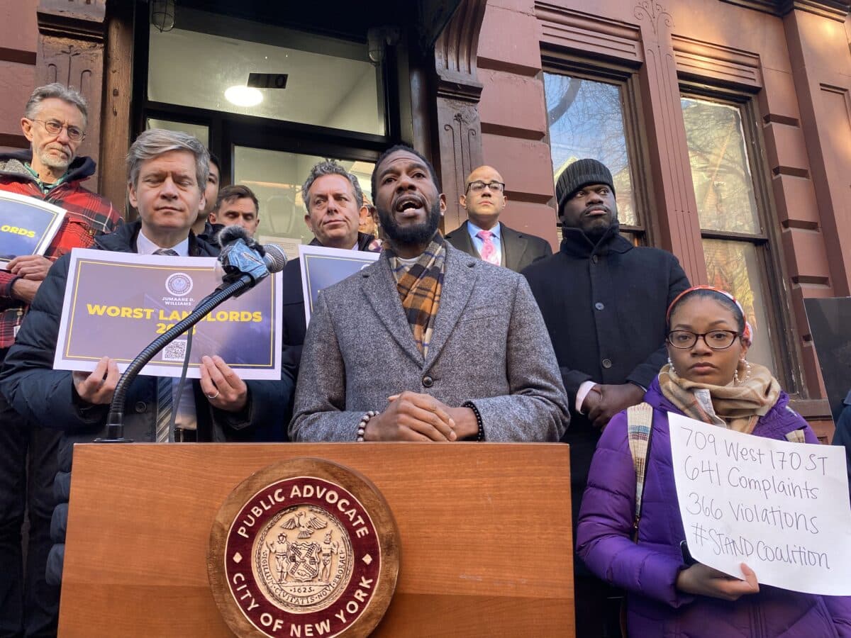 Public Advocate Jumaane Williams on Wednesday released his annual list of the “worst landlords” in New York City.